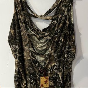 Sexy going out dress! Stretchy material, dark green/gold color. size XL